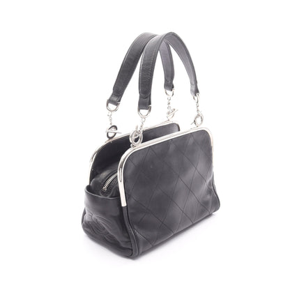 マトラッセ チェーンハンドバッグ ラムスキン ブラック シルバー金具 シャネル バッグ CHANEL
