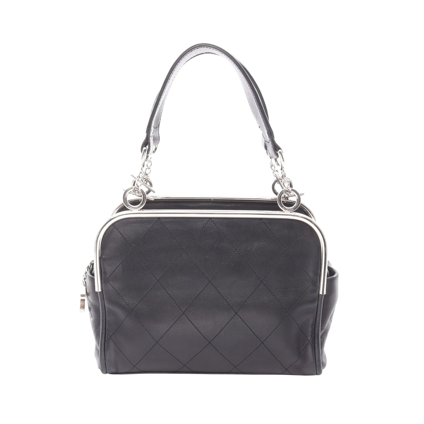 マトラッセ チェーンハンドバッグ ラムスキン ブラック シルバー金具 シャネル バッグ CHANEL