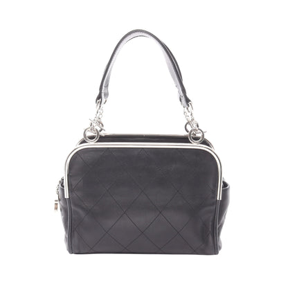マトラッセ チェーンハンドバッグ ラムスキン ブラック シルバー金具 シャネル バッグ CHANEL