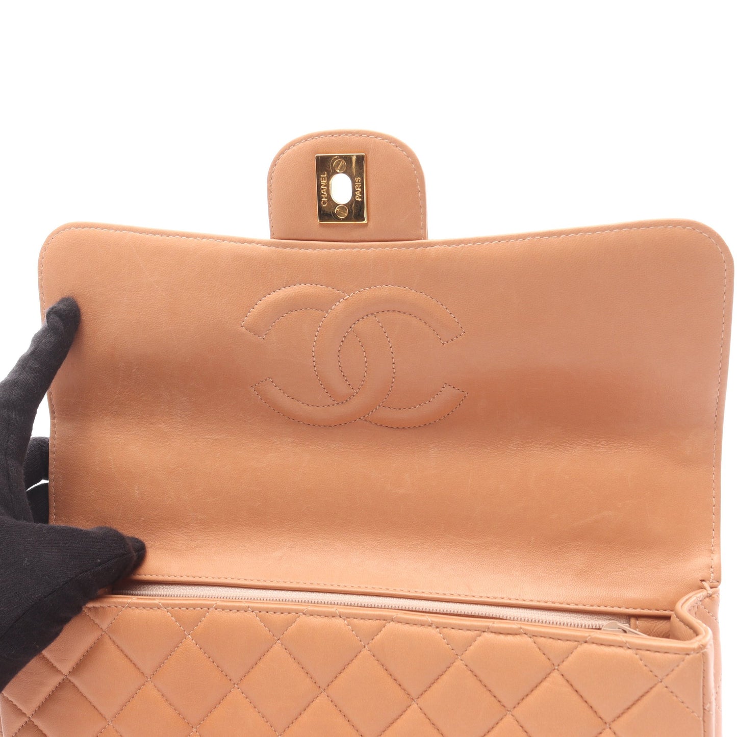 マトラッセ 親子バッグ ハンドバッグ ラムスキン コーラルオレンジ ゴールド金具 シャネル バッグ CHANEL
