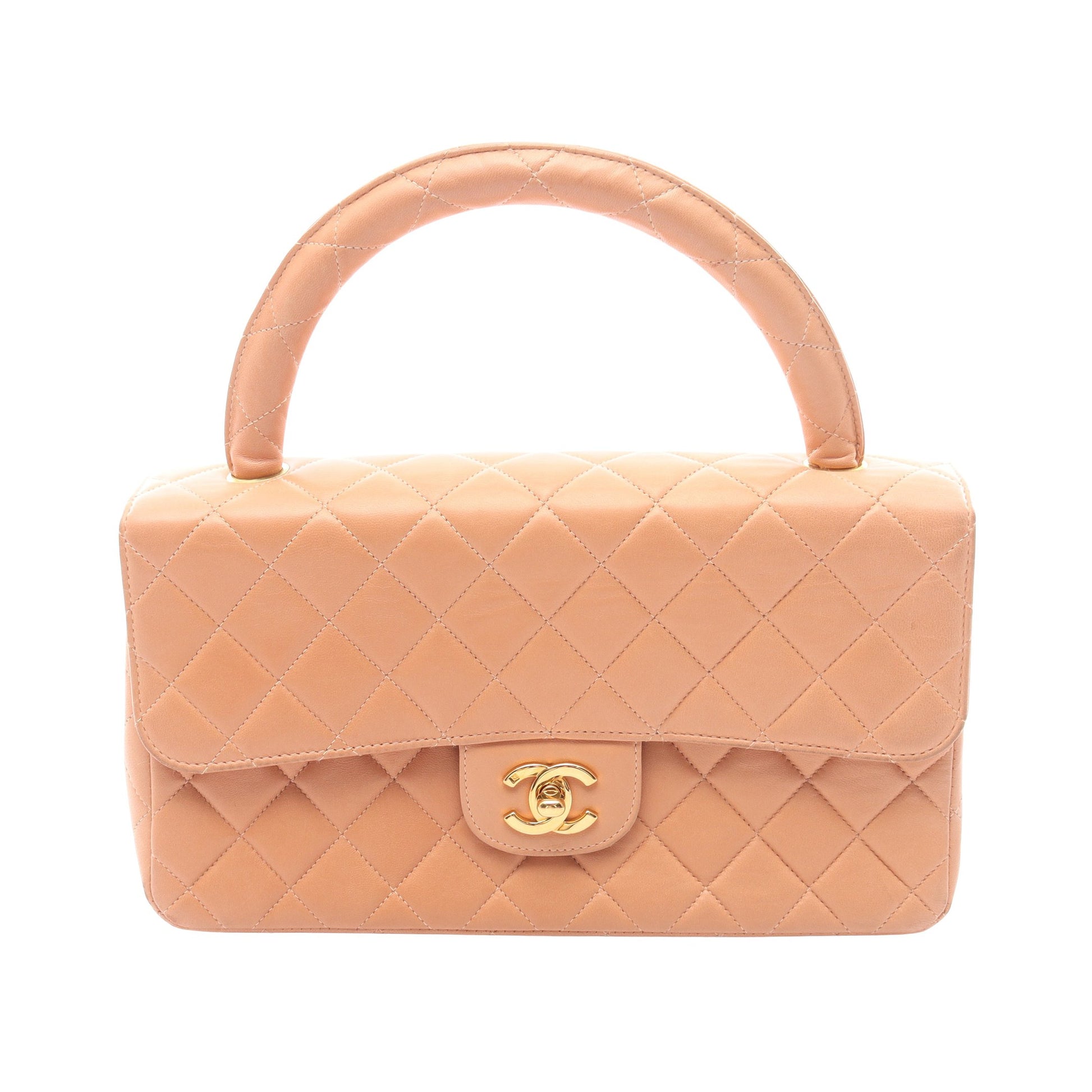 マトラッセ 親子バッグ ハンドバッグ ラムスキン コーラルオレンジ ゴールド金具 シャネル バッグ CHANEL