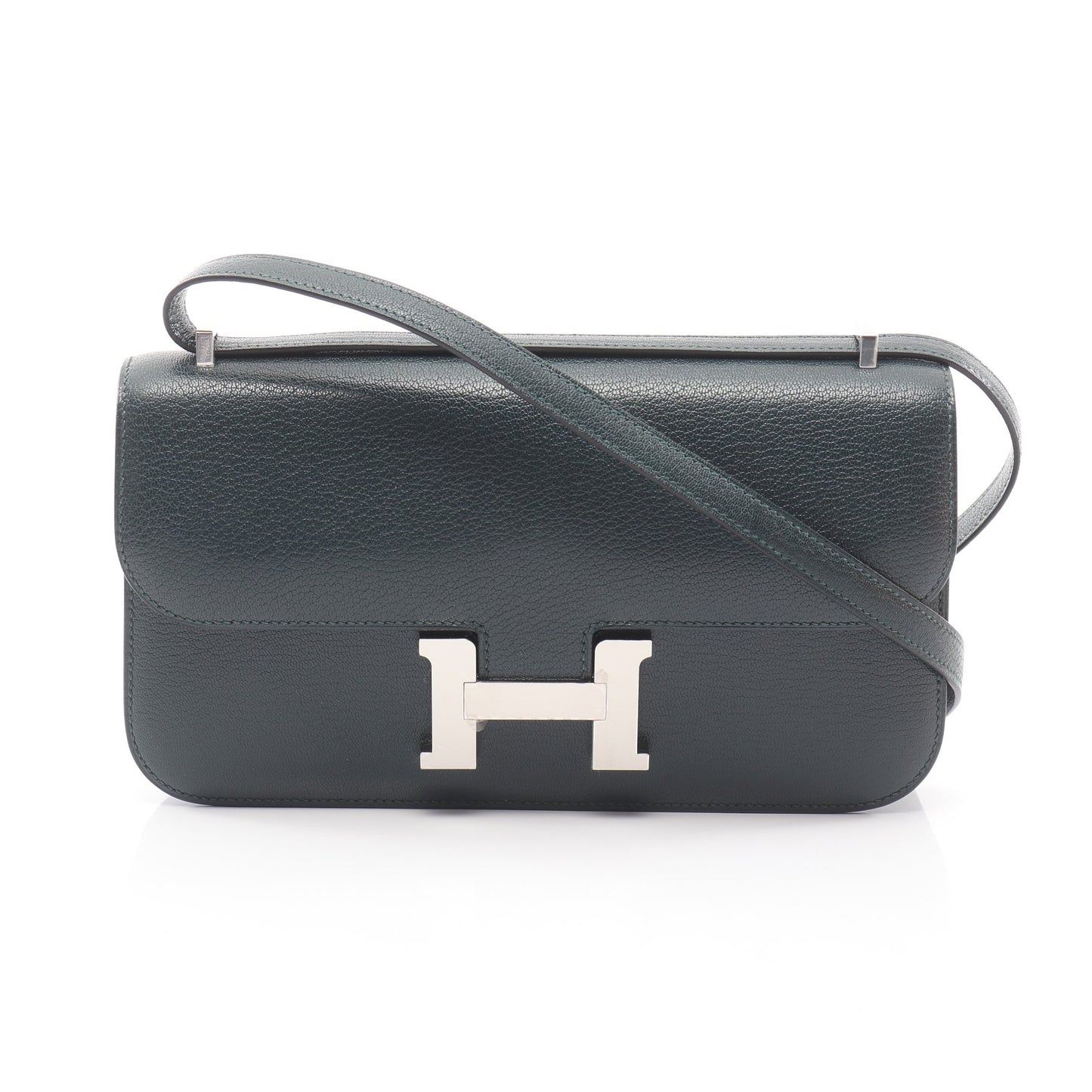 コンスタンスエラン ミロワール ショルダーバッグ シェーブル ダークグリーン シルバー金具 K刻印 エルメス バッグ HERMES
