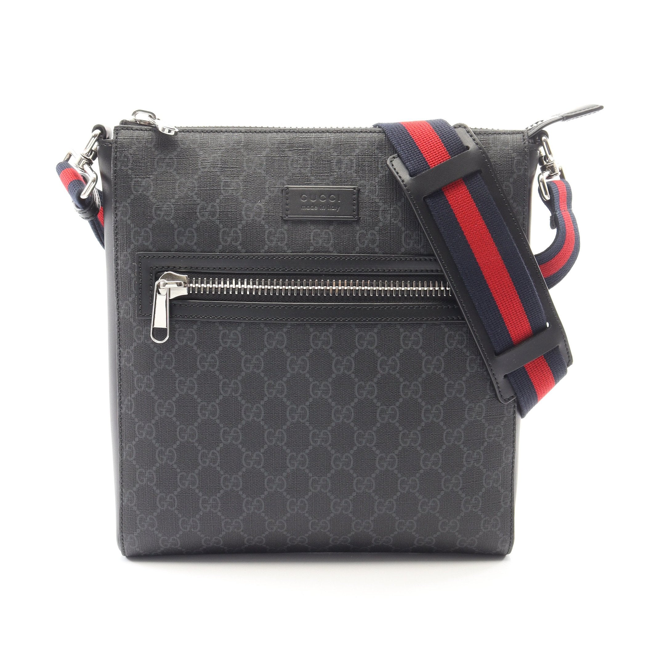 グッチ　ボディバッグ　GG柄　GGスプリーム　シェリーライン　PVCレザー　黒 GUCCI - グッチ ボディバッグ GGスプリーム シェリーライン GG柄 PVC