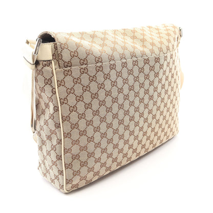GGキャンバス ショルダーバッグ キャンバス レザー ベージュ アイボリー グッチ バッグ GUCCI