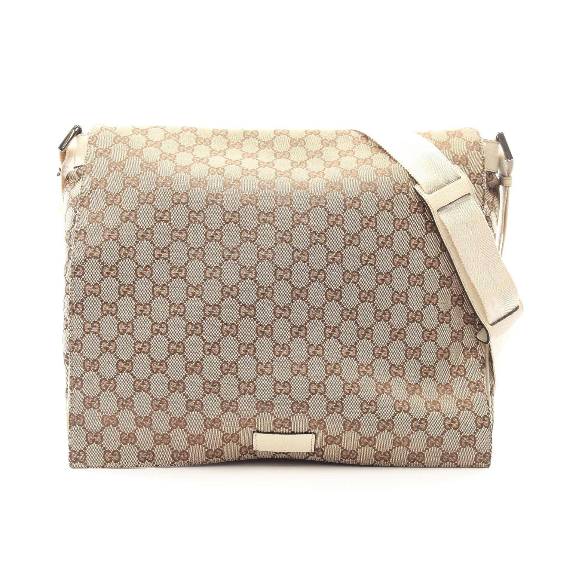 GGキャンバス ショルダーバッグ キャンバス レザー ベージュ アイボリー グッチ バッグ GUCCI