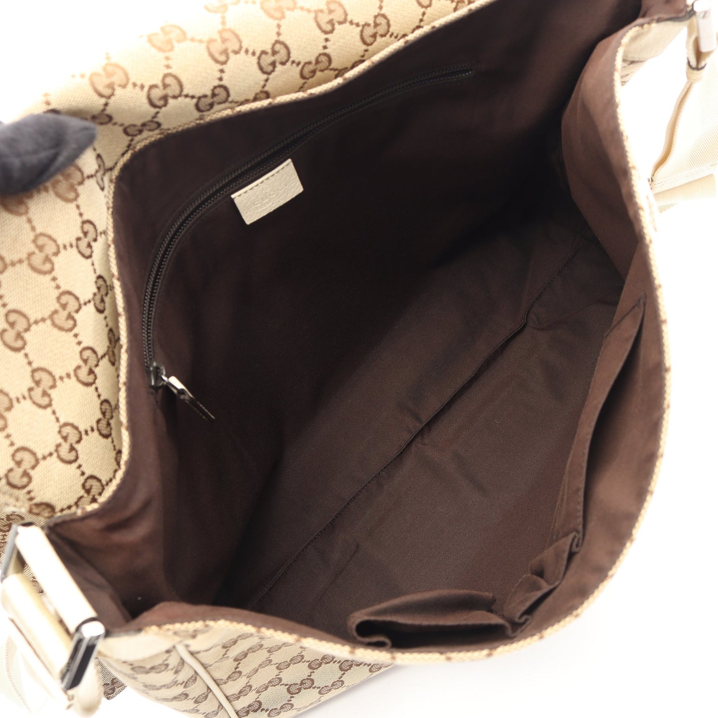 GGキャンバス ショルダーバッグ キャンバス レザー ベージュ アイボリー グッチ バッグ GUCCI