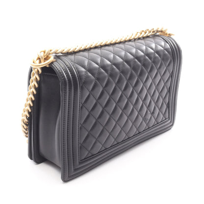 ボーイシャネル ラージ マトラッセ チェーンショルダーバッグ ラムスキン ブラック ゴールド金具 シャネル バッグ CHANEL