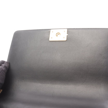 ボーイシャネル ラージ マトラッセ チェーンショルダーバッグ ラムスキン ブラック ゴールド金具 シャネル バッグ CHANEL