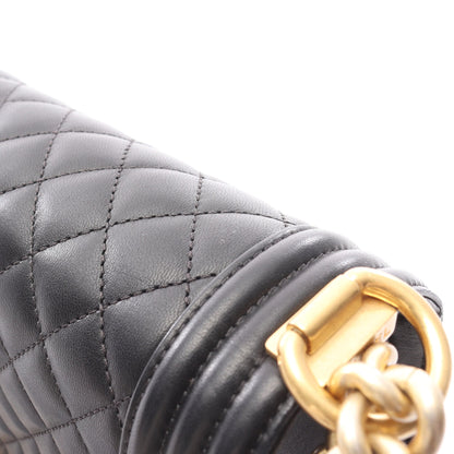 ボーイシャネル ラージ マトラッセ チェーンショルダーバッグ ラムスキン ブラック ゴールド金具 シャネル バッグ CHANEL