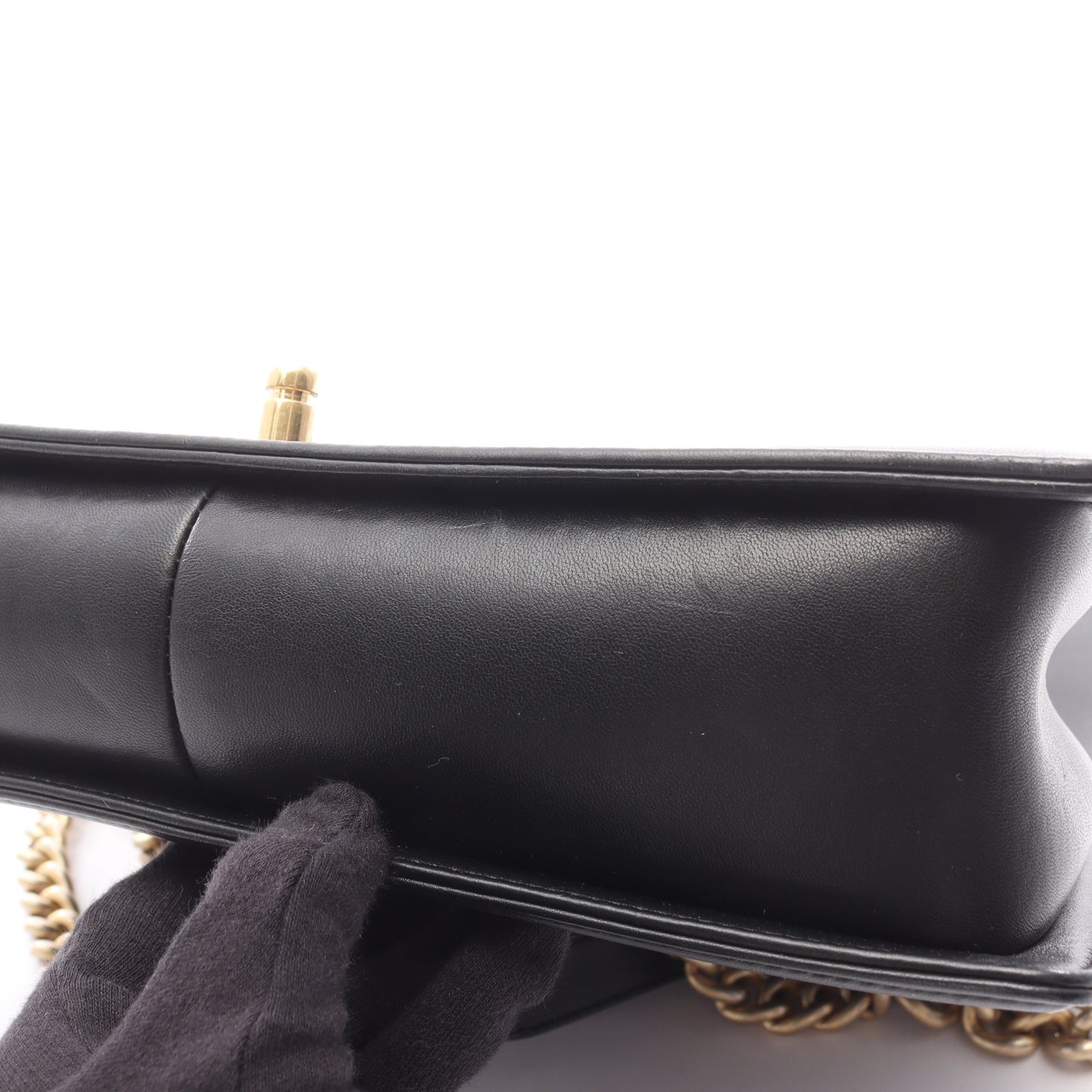 ボーイシャネル ラージ マトラッセ チェーンショルダーバッグ ラムスキン ブラック ゴールド金具 シャネル バッグ CHANEL