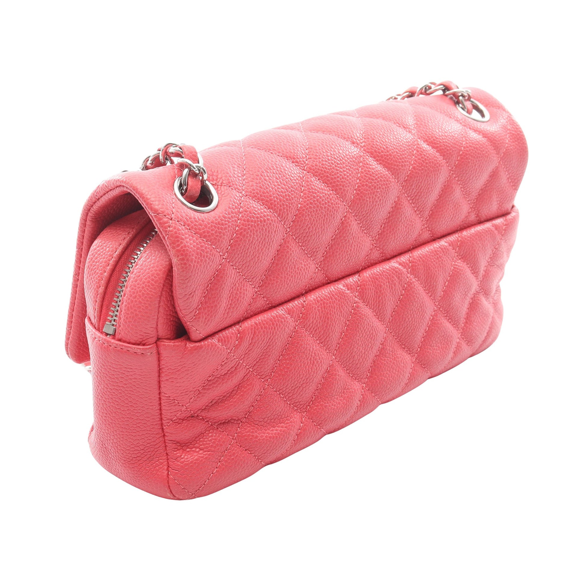 マトラッセ チェーンショルダーバッグ キャビアスキン ピンク シルバー金具 シャネル バッグ CHANEL