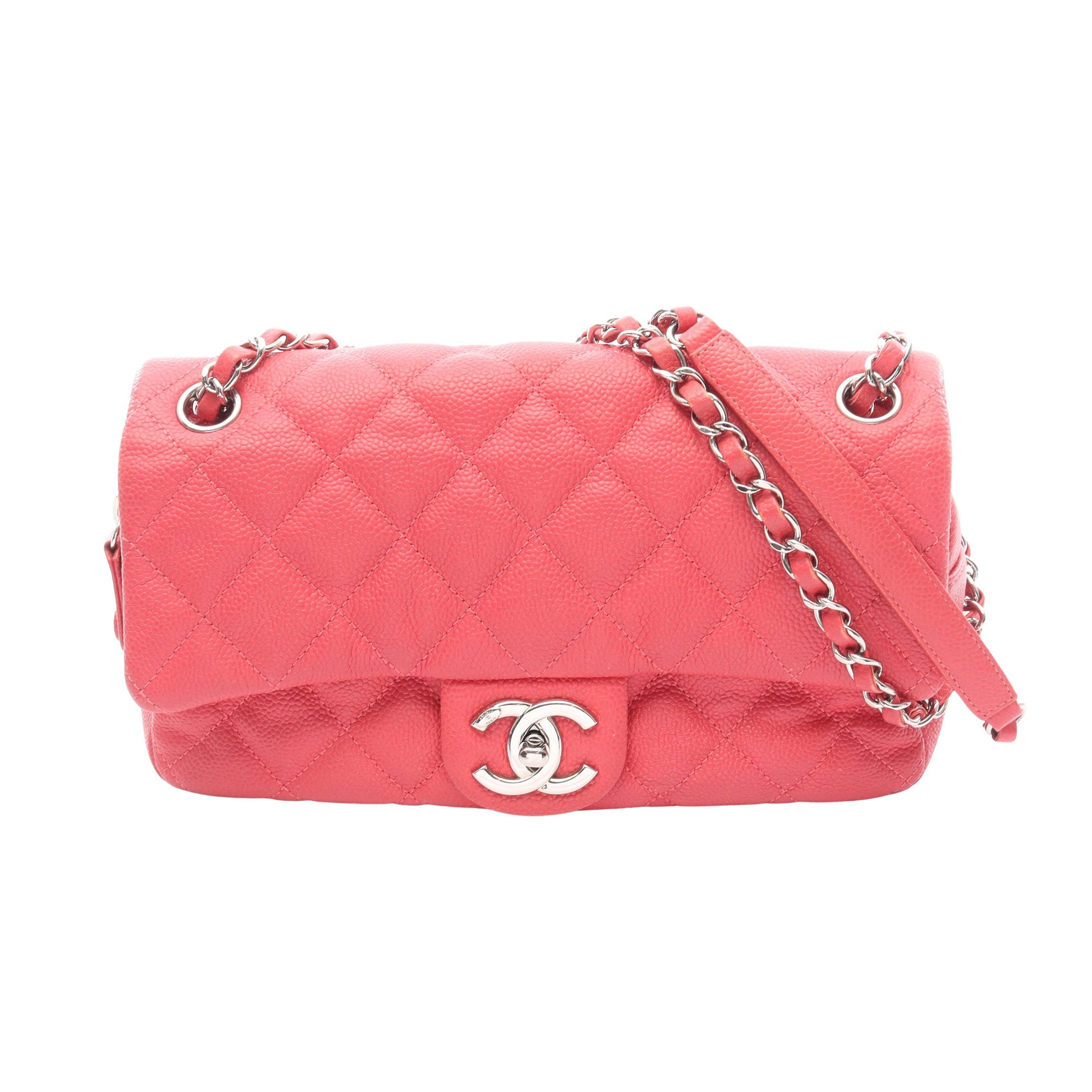 マトラッセ チェーンショルダーバッグ キャビアスキン ピンク シルバー金具 シャネル バッグ CHANEL