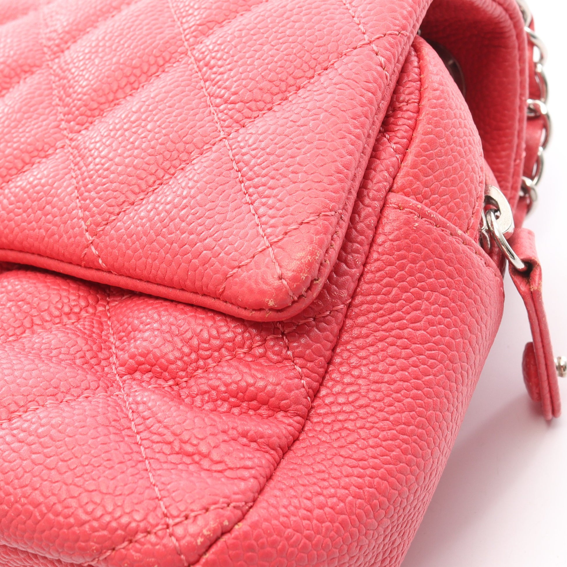 マトラッセ チェーンショルダーバッグ キャビアスキン ピンク シルバー金具 シャネル バッグ CHANEL