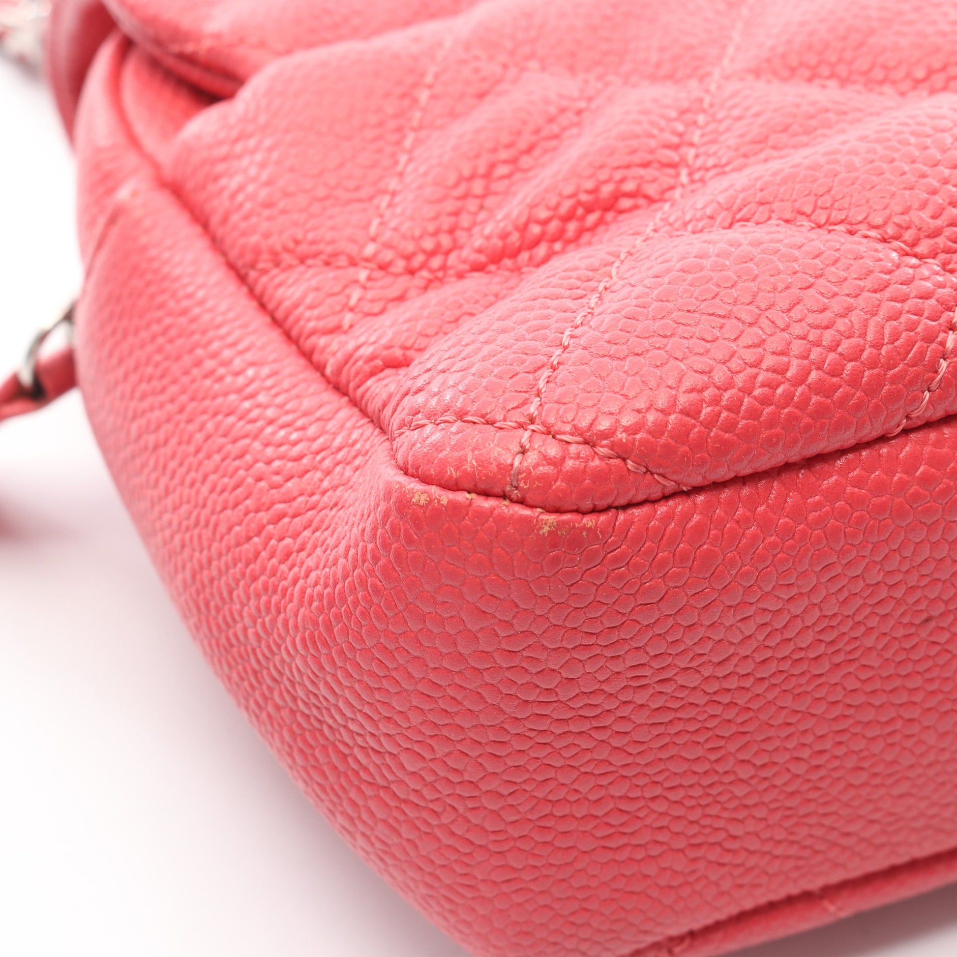 マトラッセ チェーンショルダーバッグ キャビアスキン ピンク シルバー金具 シャネル バッグ CHANEL
