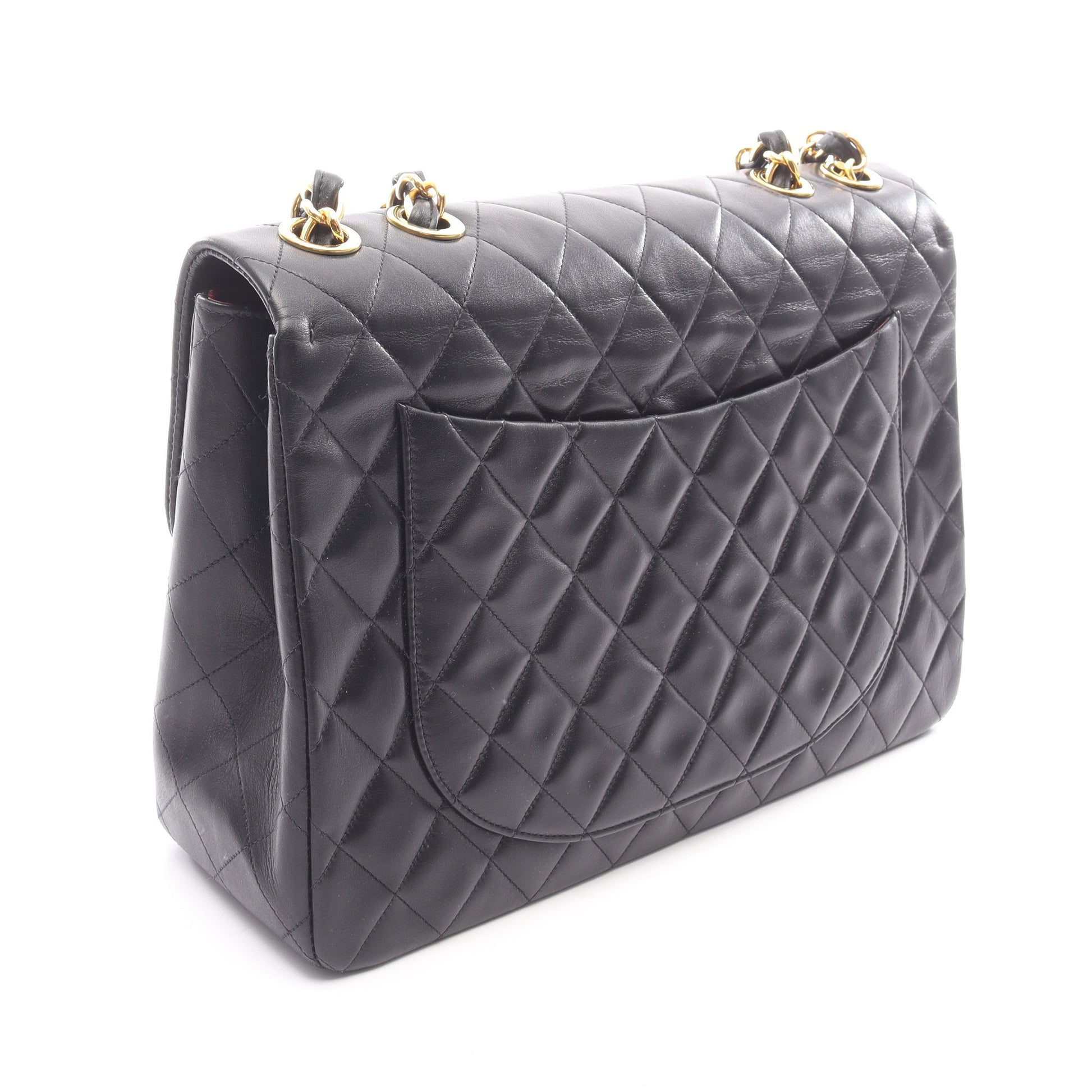 デカマトラッセ34 シングルフラップ Wチェーンショルダーバッグ ラムスキン ブラック ゴールド金具 シャネル バッグ CHANEL
