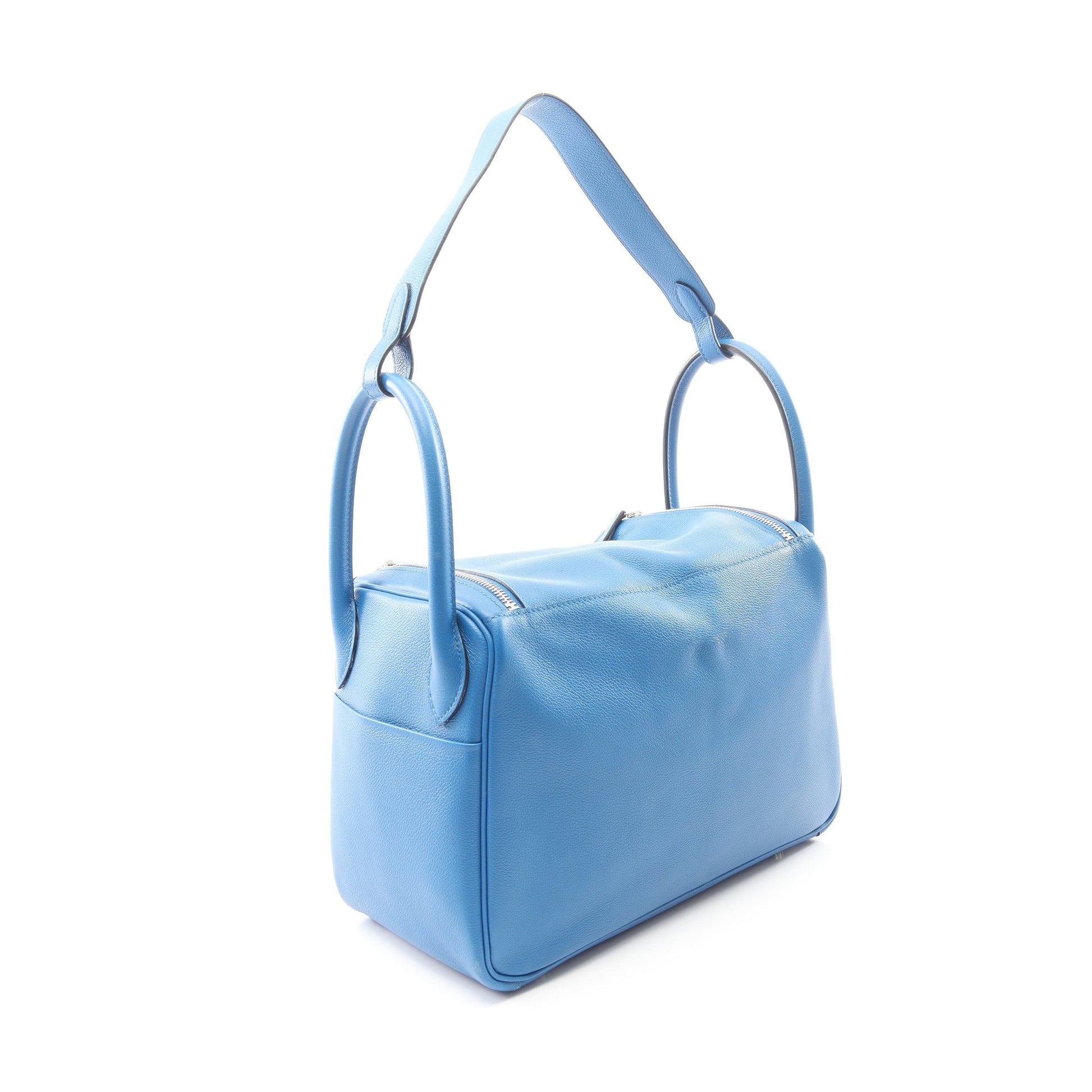 リンディ30 ブルーゼリージュ ショルダーバッグ エバーカラー ブルー シルバー金具 D刻印 エルメス バッグ HERMES