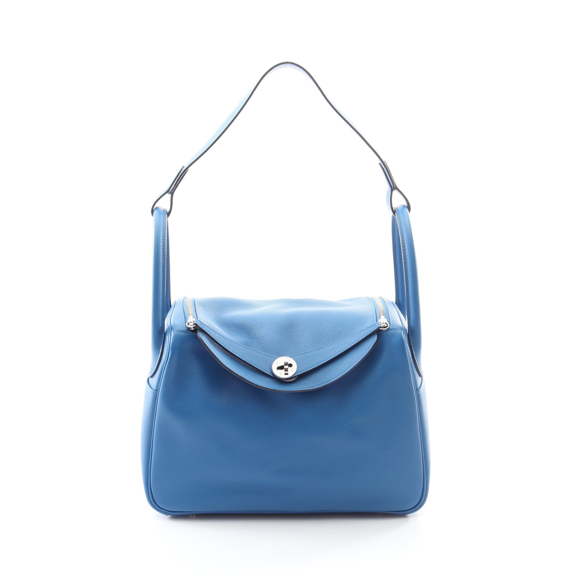 リンディ30 ブルーゼリージュ ショルダーバッグ エバーカラー ブルー シルバー金具 D刻印 エルメス バッグ HERMES