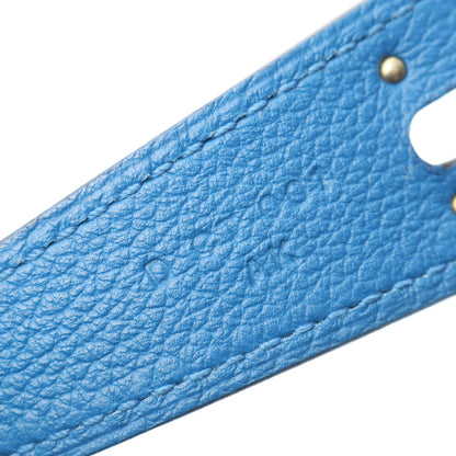 リンディ30 ブルーゼリージュ ショルダーバッグ エバーカラー ブルー シルバー金具 D刻印 エルメス バッグ HERMES
