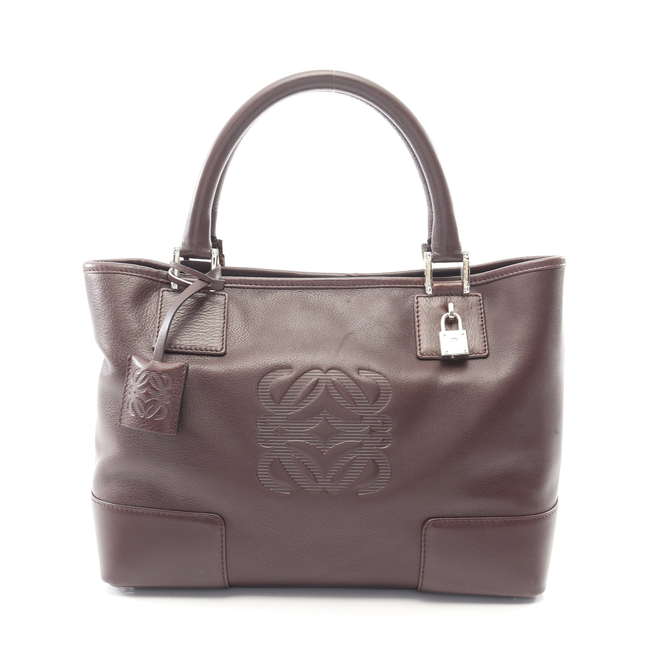 【美品 A4可】ロエベ ビジネスバッグ アナグラム レザー 本革 ダークブラウン LOEWE / ロエベ A4サイズ収納可能 牛革 カーフ ブラック 黒 ビジネス