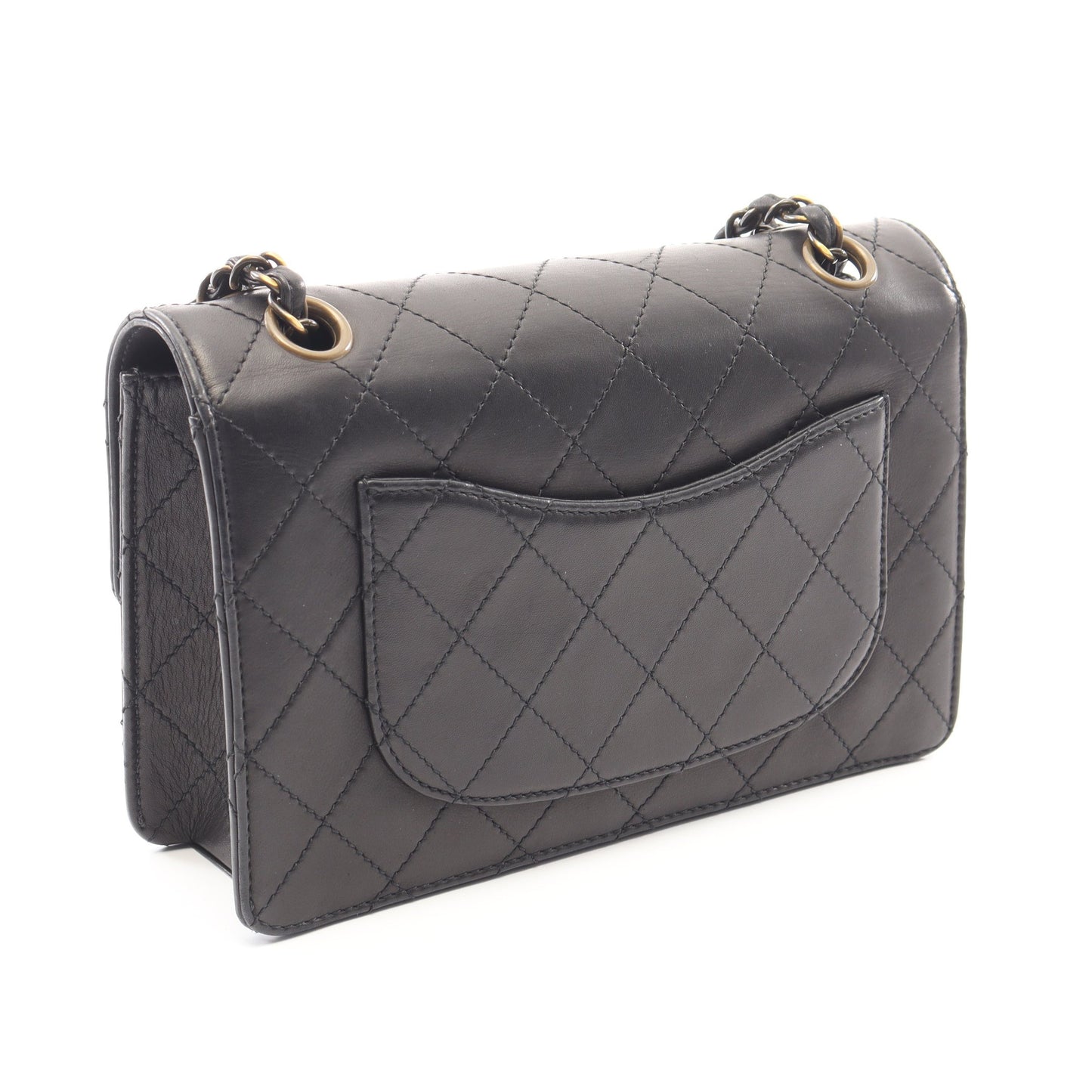 マトラッセ Wチェーンショルダーバッグ ラムスキン ブラック ゴールド金具 シャネル バッグ CHANEL