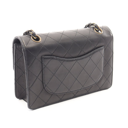 マトラッセ Wチェーンショルダーバッグ ラムスキン ブラック ゴールド金具 シャネル バッグ CHANEL