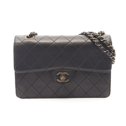 マトラッセ Wチェーンショルダーバッグ ラムスキン ブラック ゴールド金具 シャネル バッグ CHANEL