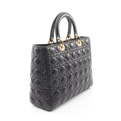 レディディオール ラージ カナージュ 2WAY ハンドバッグ レザー ブラック クリスチャンディオール バッグ Christian Dior