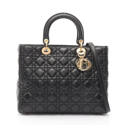 レディディオール ラージ カナージュ 2WAY ハンドバッグ レザー ブラック クリスチャンディオール バッグ Christian Dior