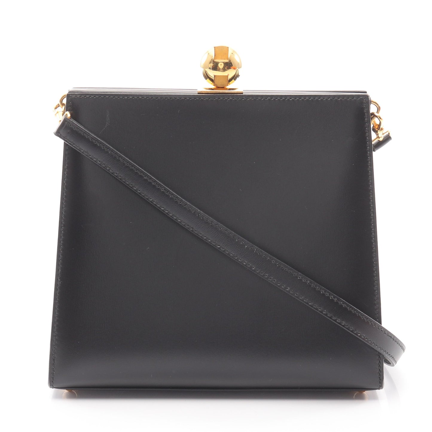 ヴィンテージ ショルダーバッグ ボックスカーフ ブラック ゴールド金具 ○Y刻印 エルメス バッグ HERMES