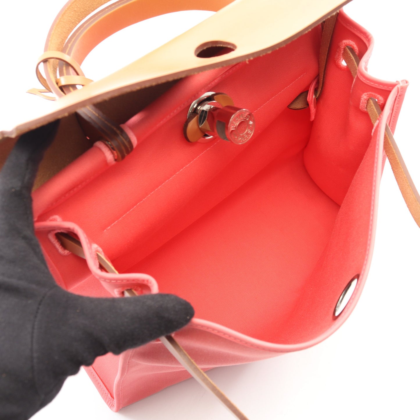 エールバッグジップPM ローズアザレ ナチュラル 2WAY ハンドバッグ トワルオフィシェ ヴァッシュハンター コーラルピンク ライトブラウン シルバー金具 X刻印 エルメス バッグ HERMES