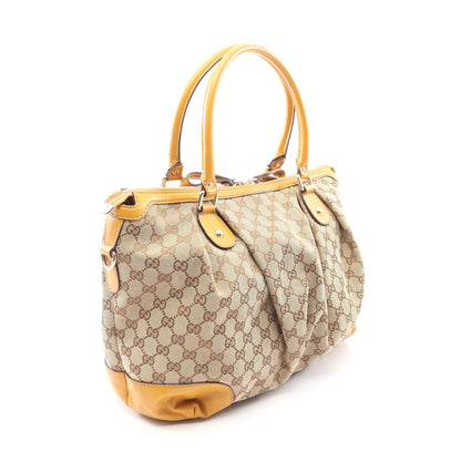 スーキー GGキャンバス 2WAY ハンドバッグ キャンバス レザー ベージュ イエローブラウン グッチ バッグ GUCCI