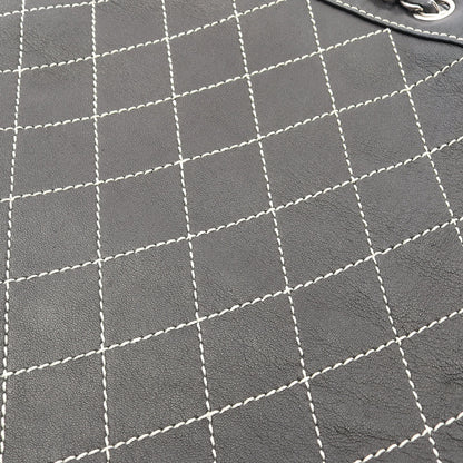ワイルドステッチ チェーンショルダーバッグ ラムスキン ブラック シルバー金具 シャネル バッグ CHANEL