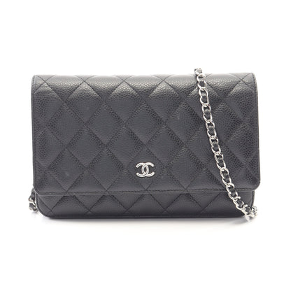 マトラッセ チェーンウォレット キャビアスキン ブラック シルバー金具 シャネル バッグ CHANEL
