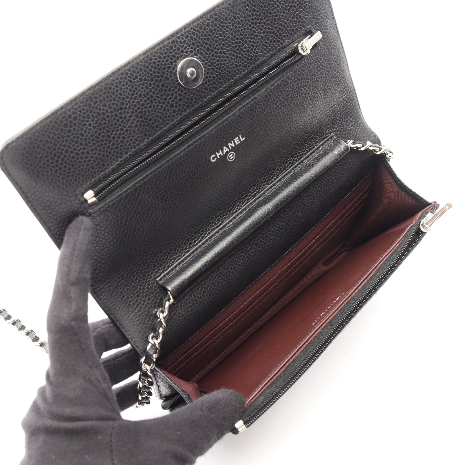 マトラッセ チェーンウォレット キャビアスキン ブラック シルバー金具 シャネル バッグ CHANEL