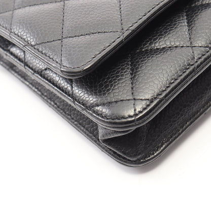 マトラッセ チェーンウォレット キャビアスキン ブラック シルバー金具 シャネル バッグ CHANEL