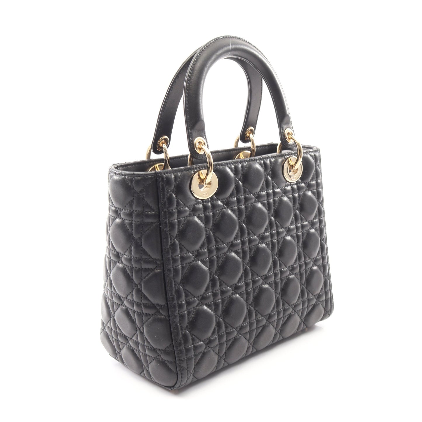 LADY DIOR レディディオール カナージュ 2WAY ハンドバッグ レザー ブラック クリスチャンディオール バッグ Christian Dior