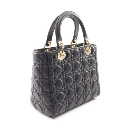 LADY DIOR レディディオール カナージュ 2WAY ハンドバッグ レザー ブラック クリスチャンディオール バッグ Christian Dior