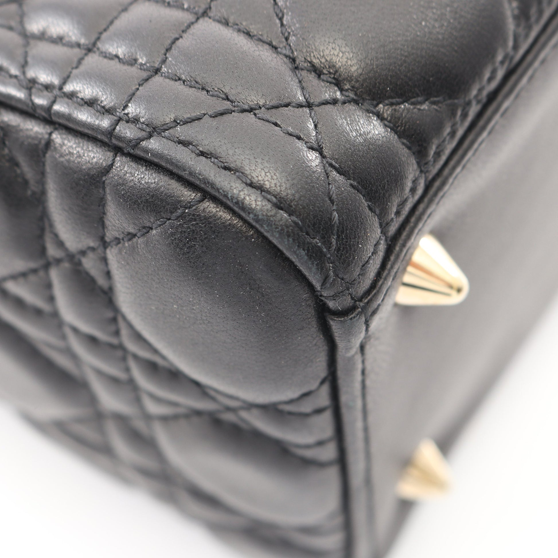 LADY DIOR レディディオール カナージュ 2WAY ハンドバッグ レザー ブラック クリスチャンディオール バッグ Christian Dior