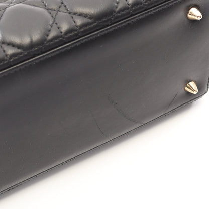 LADY DIOR レディディオール カナージュ 2WAY ハンドバッグ レザー ブラック クリスチャンディオール バッグ Christian Dior