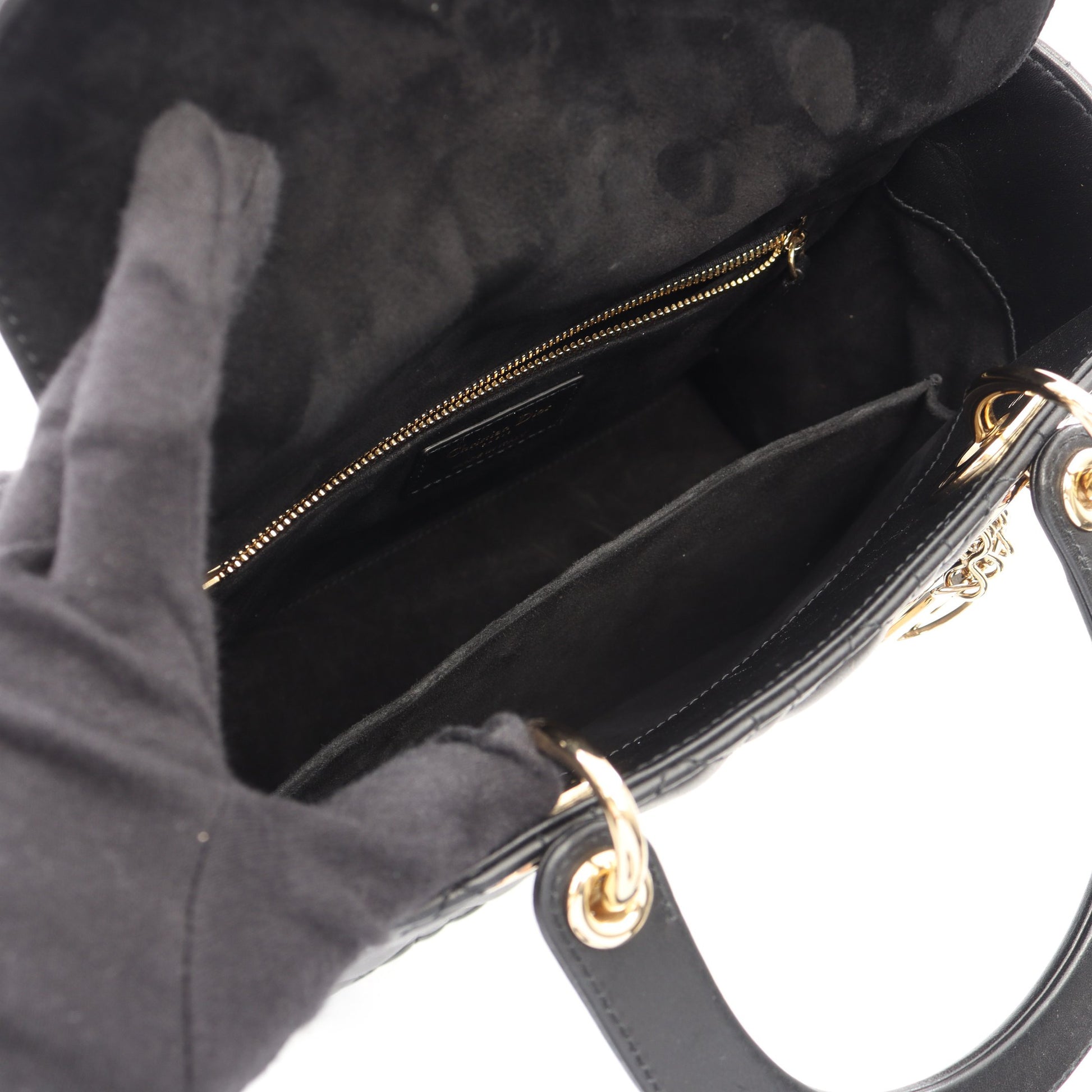 LADY DIOR レディディオール カナージュ 2WAY ハンドバッグ レザー ブラック クリスチャンディオール バッグ Christian Dior