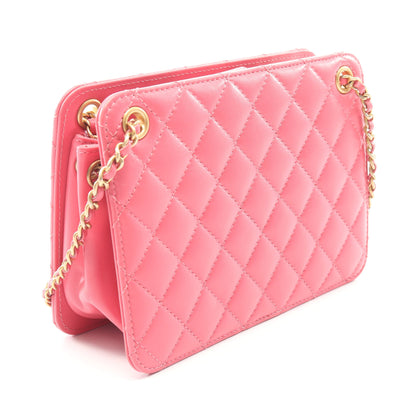 マトラッセ ココマーク チェーンショルダーバッグ ラムスキン ピンク ゴールド金具 シャネル バッグ CHANEL