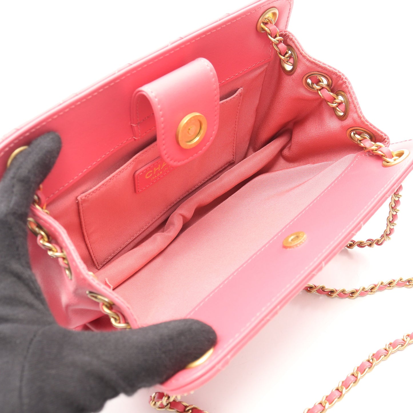 マトラッセ ココマーク チェーンショルダーバッグ ラムスキン ピンク ゴールド金具 シャネル バッグ CHANEL