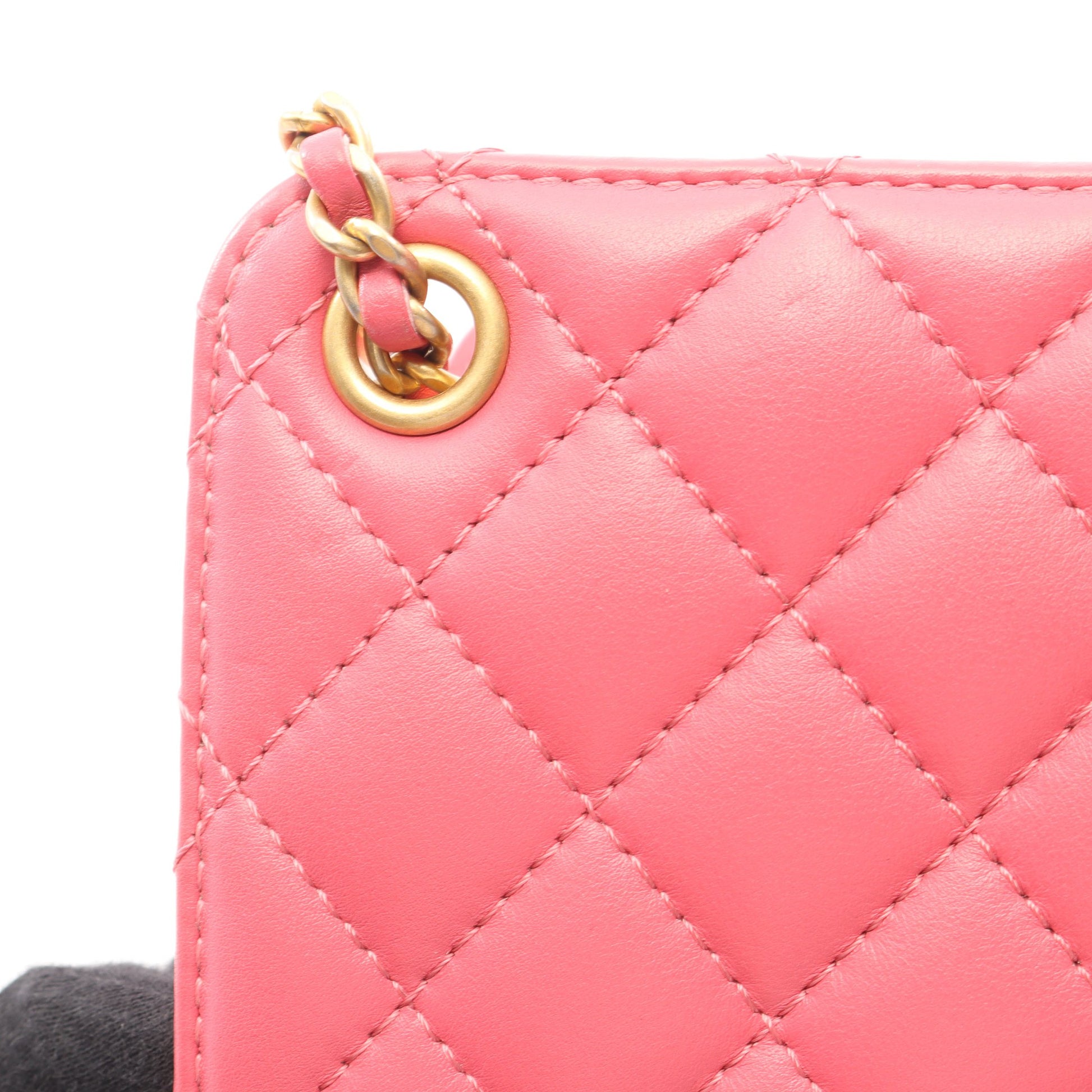 マトラッセ ココマーク チェーンショルダーバッグ ラムスキン ピンク ゴールド金具 シャネル バッグ CHANEL