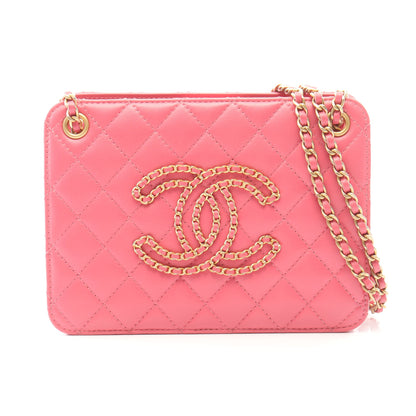 マトラッセ ココマーク チェーンショルダーバッグ ラムスキン ピンク ゴールド金具 シャネル バッグ CHANEL