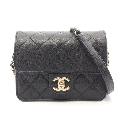 マトラッセ チェーンショルダーバッグ キャビアスキン ブラック ゴールド金具 シャネル バッグ CHANEL