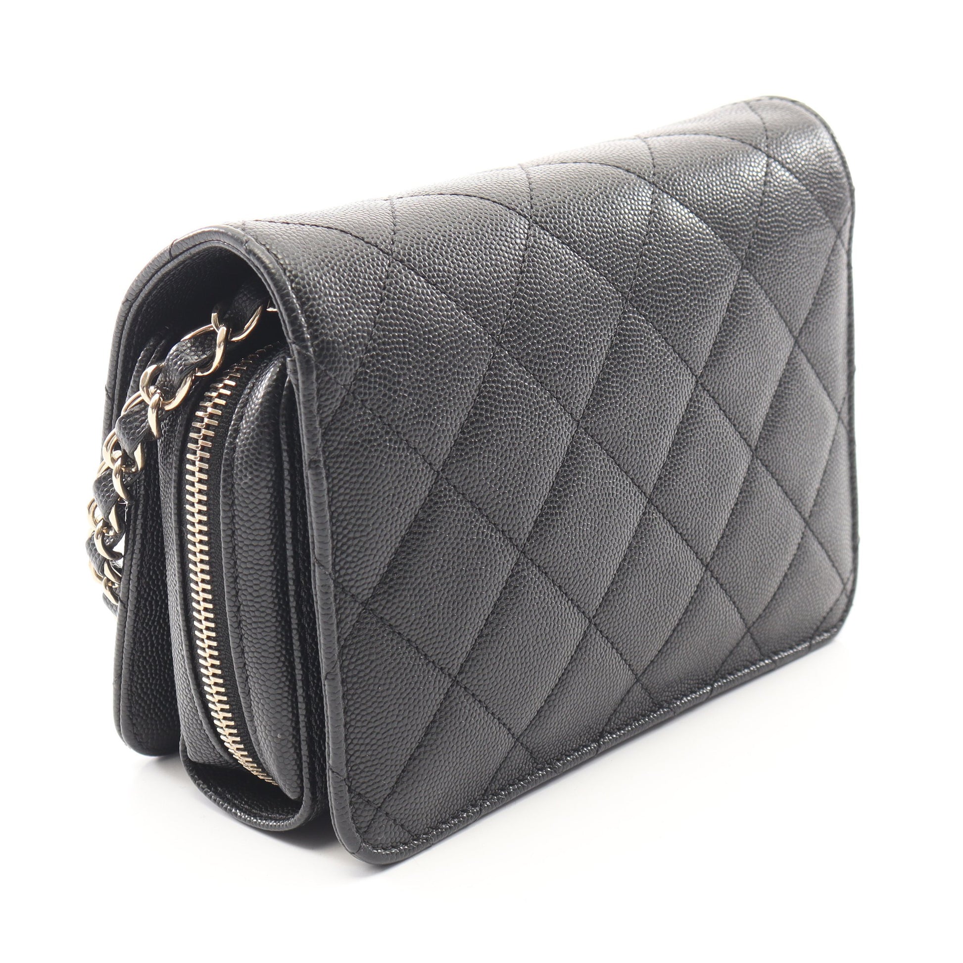 マトラッセ チェーンショルダーバッグ キャビアスキン ブラック ゴールド金具 シャネル バッグ CHANEL