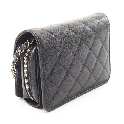 マトラッセ チェーンショルダーバッグ キャビアスキン ブラック ゴールド金具 シャネル バッグ CHANEL