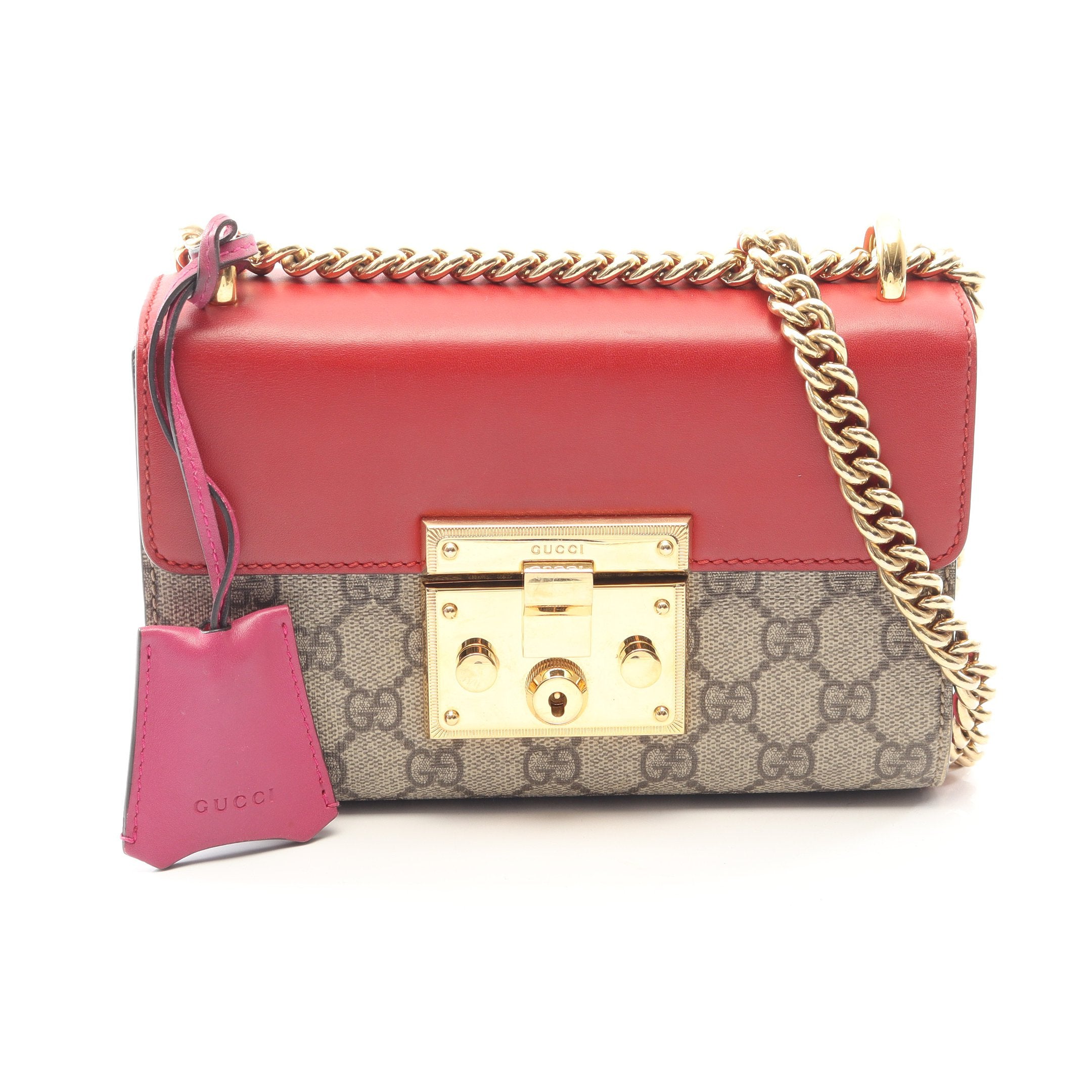 GUCCI グッチ 498156 スモールチェーン パドロック GGスプリーム ビー レザー ショルダーバッグ ベージュ レディース GUCCI】グッチ『パドロック GGスモール ショルダーバッグ』498156