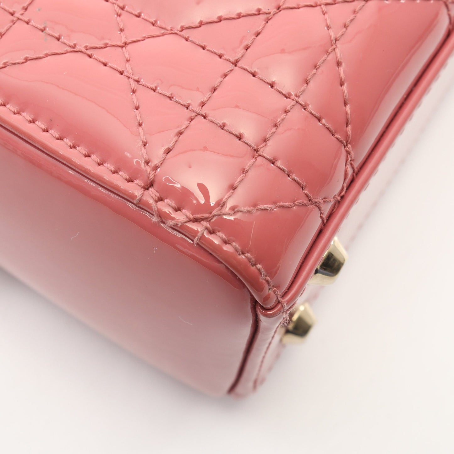 レディディオール ミニ カナージュ 2WAY ハンドバッグ エナメルレザー ピンク クリスチャンディオール バッグ Christian Dior