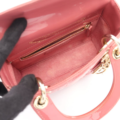 レディディオール ミニ カナージュ 2WAY ハンドバッグ エナメルレザー ピンク クリスチャンディオール バッグ Christian Dior